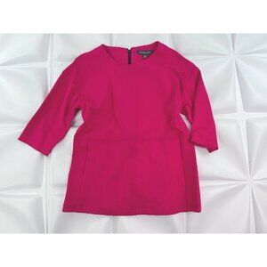 Buchanan Kang Womens Sz 4 Pink Ponte Knit Blouse Top Back Zipper s Full Zip